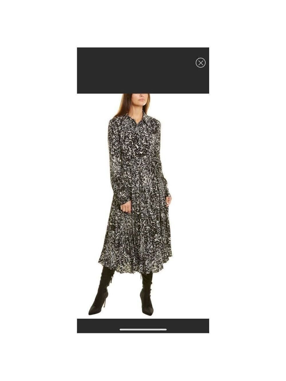 Michael kors collection Black and White Speckled Pony Print Shirtdress Size 4 NW - Picture 9 of 11